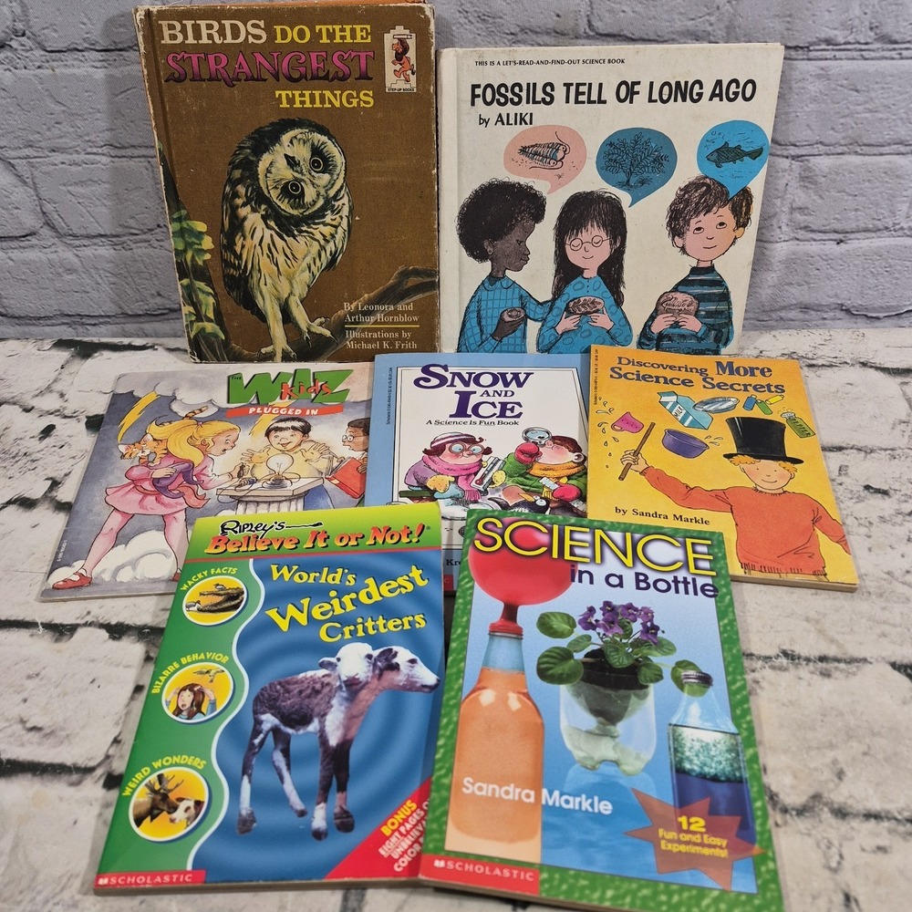 Lot 7 Vintage Kids Books Homeschool Science Educational Hardcover And Soft